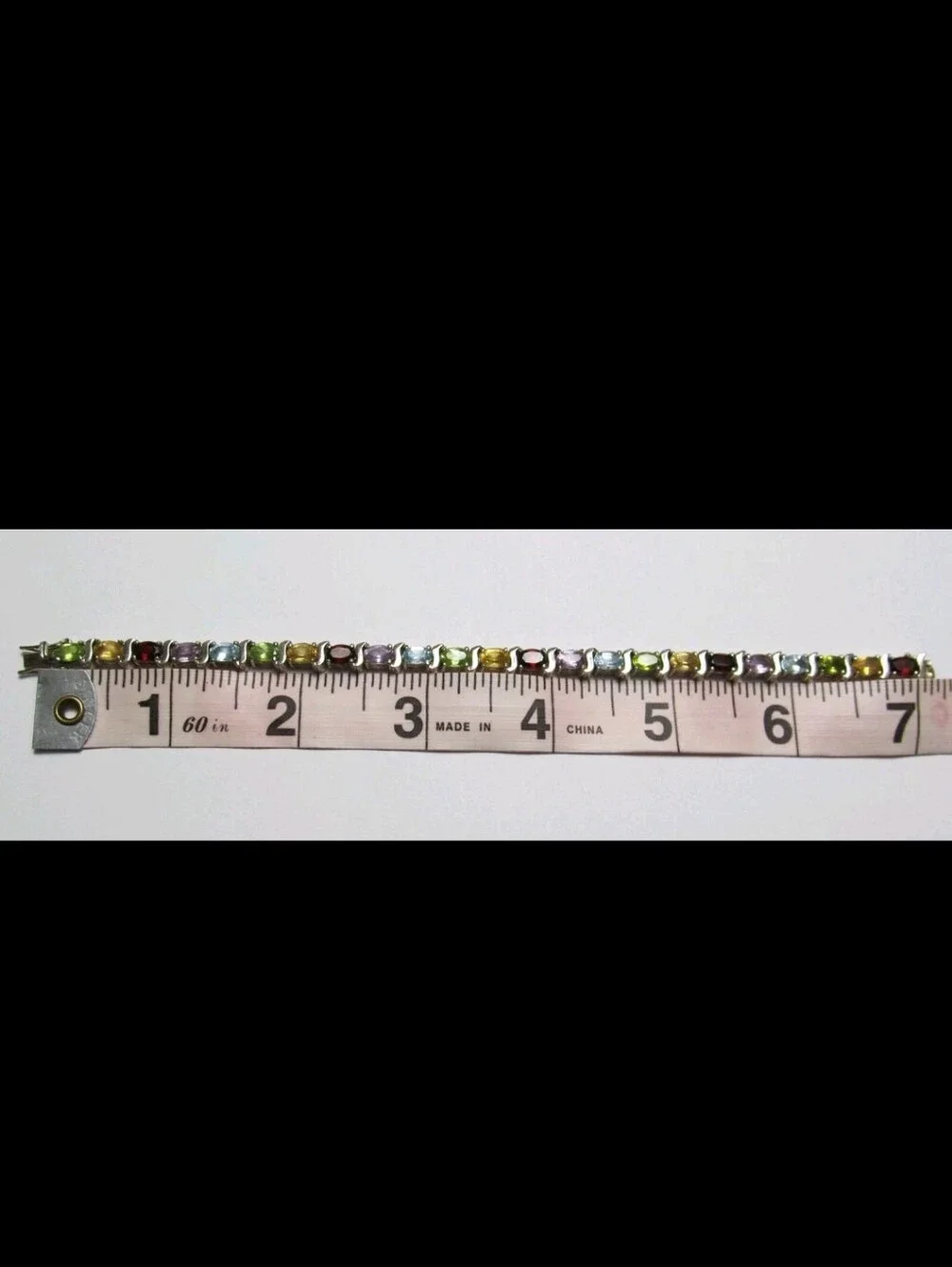 Vintage BAN THAI 925 Gemstone Silver Tennis Bracelet 7